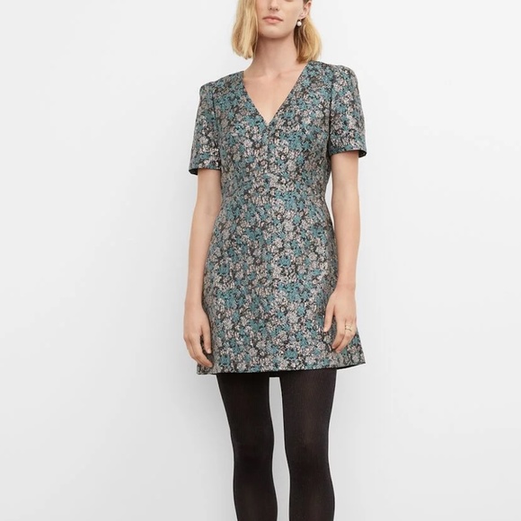 Brocade Mini Dress - New With Tags - NEVER WORN - Green Multi